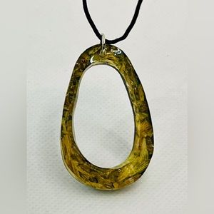 Handmade Preserved yellow flower black base necklace